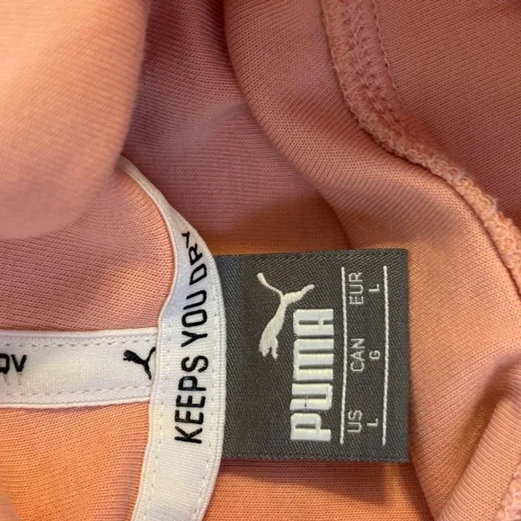 PUMA Hoodie Women’s Large Pink “Keeps You Dry” Moisture Wicking Pullover - Picture 2 of 7